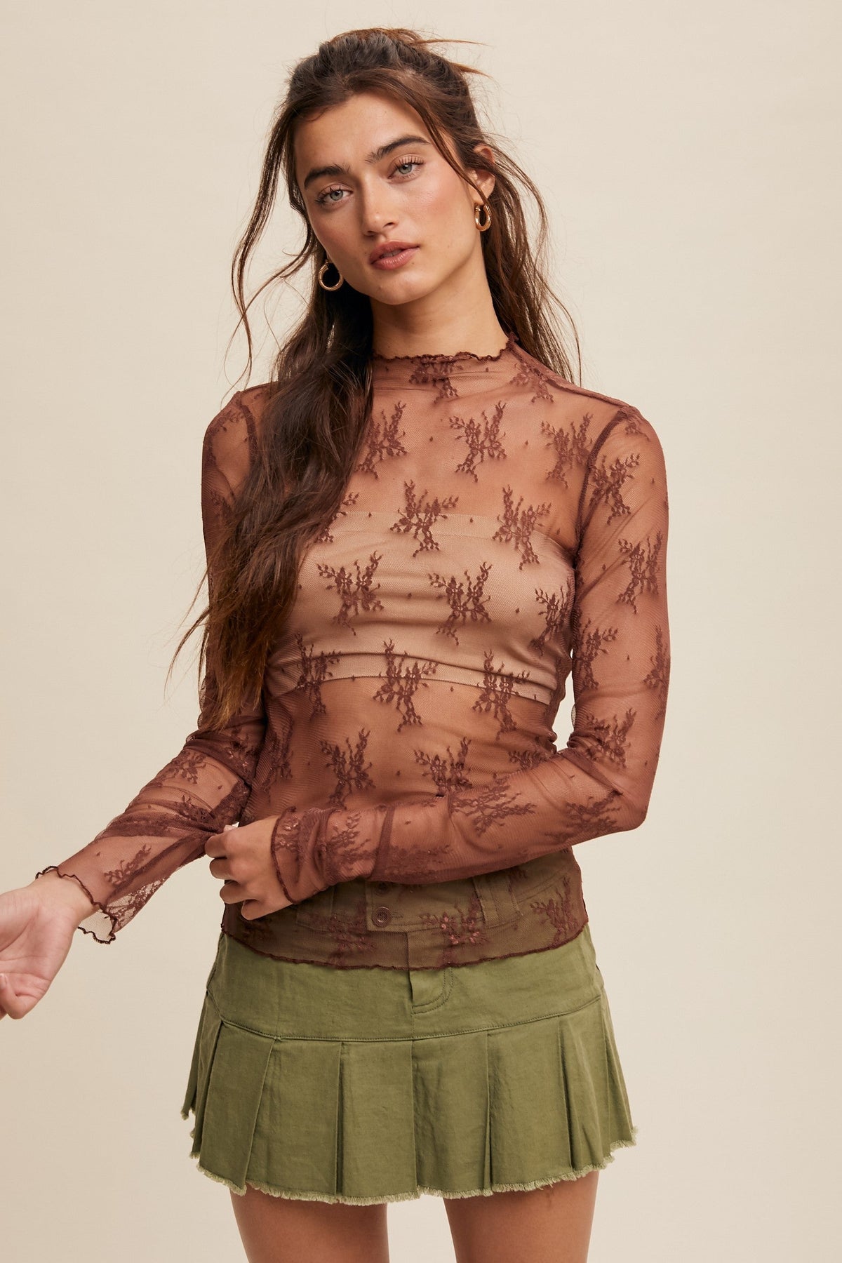 Sheer Mesh Embroidery Top