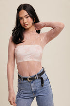 Sheer Mesh Embroidery Top