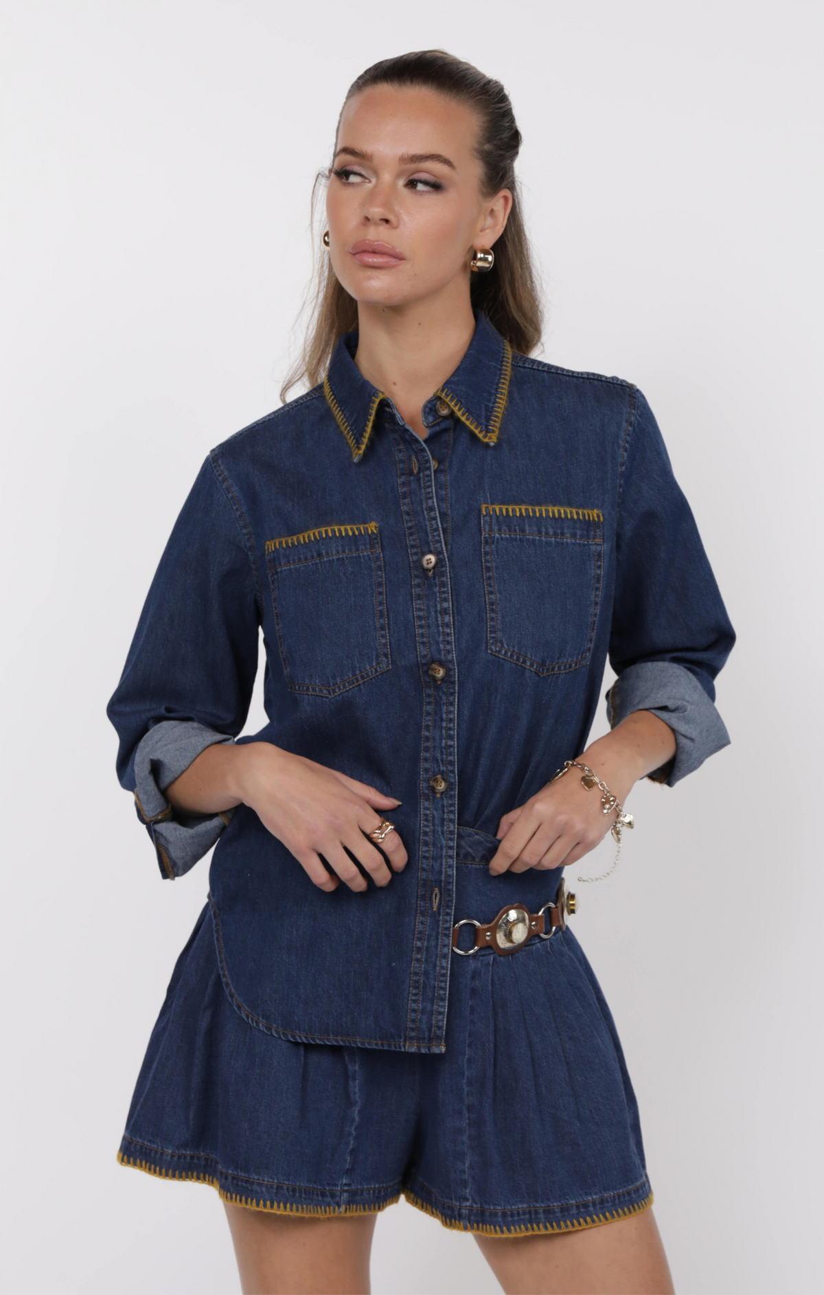 Handcrafted Denim Charm Top