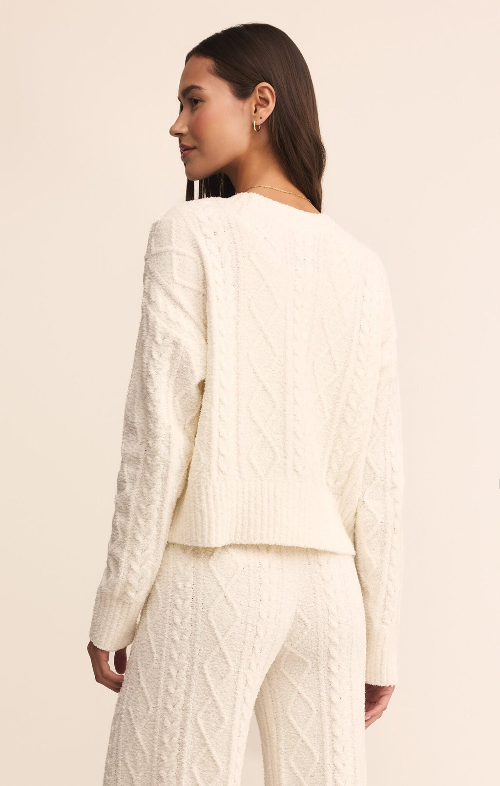 Fluffy Cable Button Cardigan