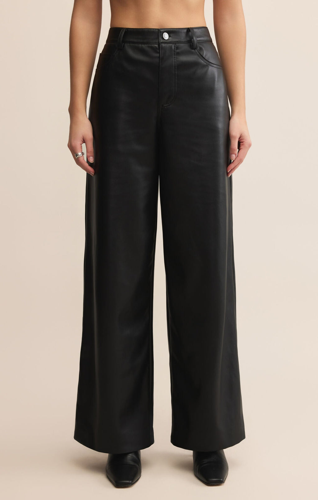 Bold Wide-Leg Leather Pants