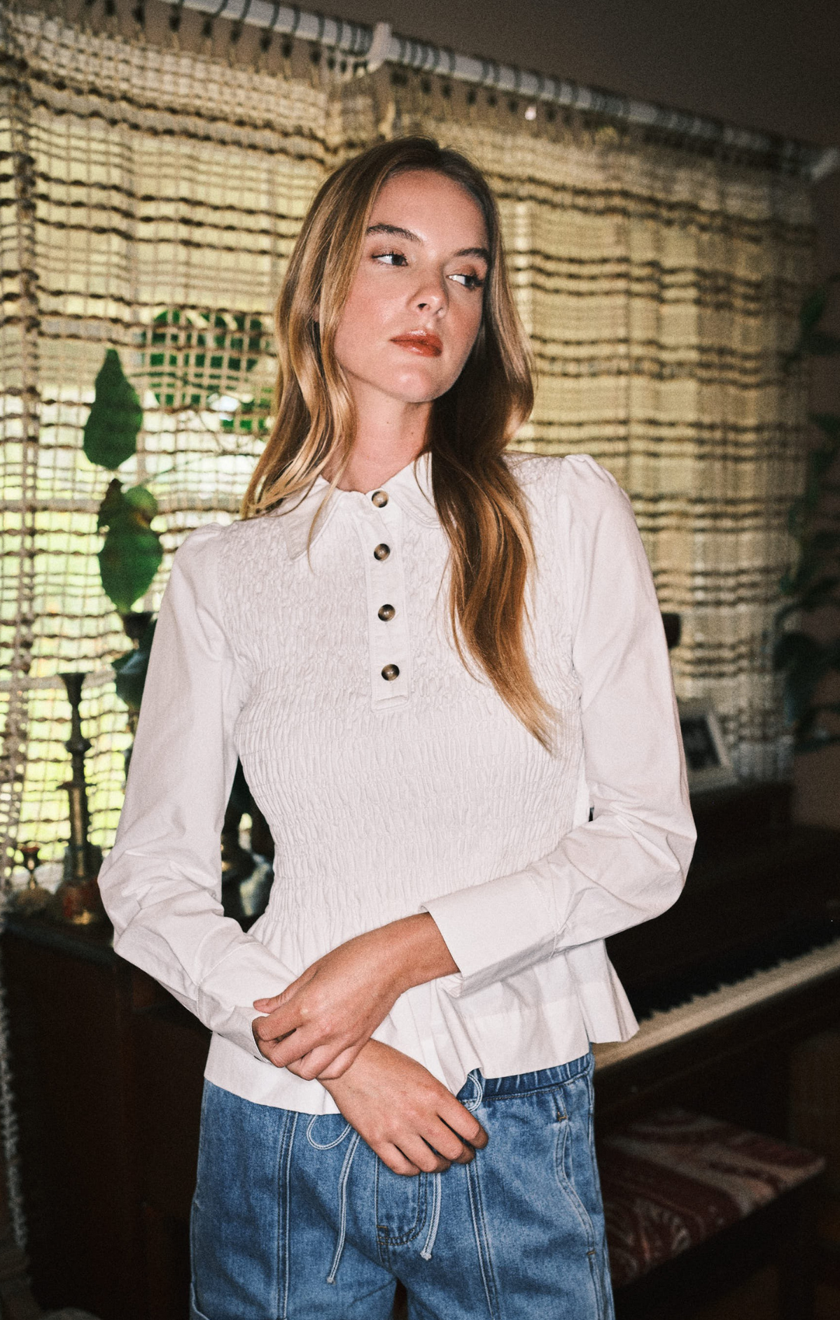 Smocked Quirky Polo Shirt