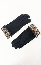 Soft Leopard-Trimmed Gloves