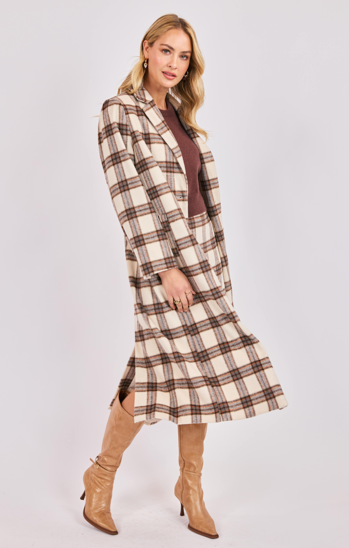 Playful Twist Plaid Coat