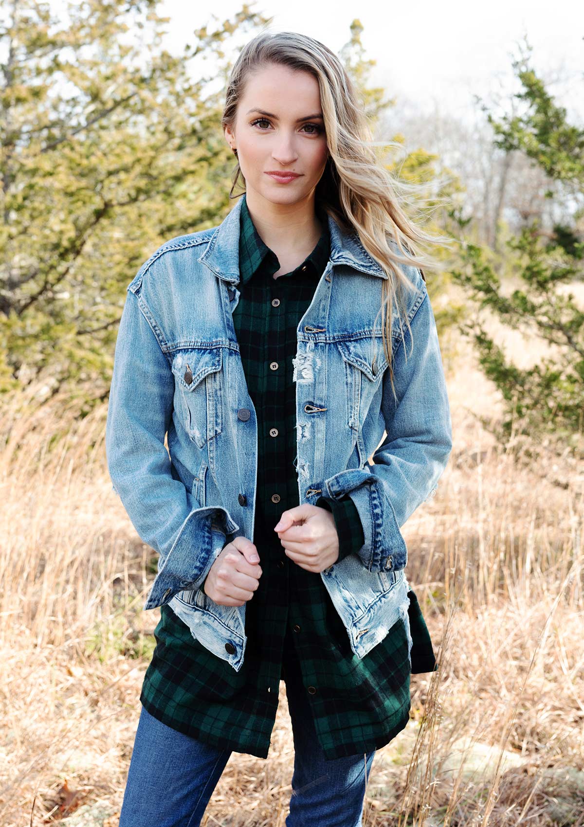 ‌Hole Punch Denim Jacket‌