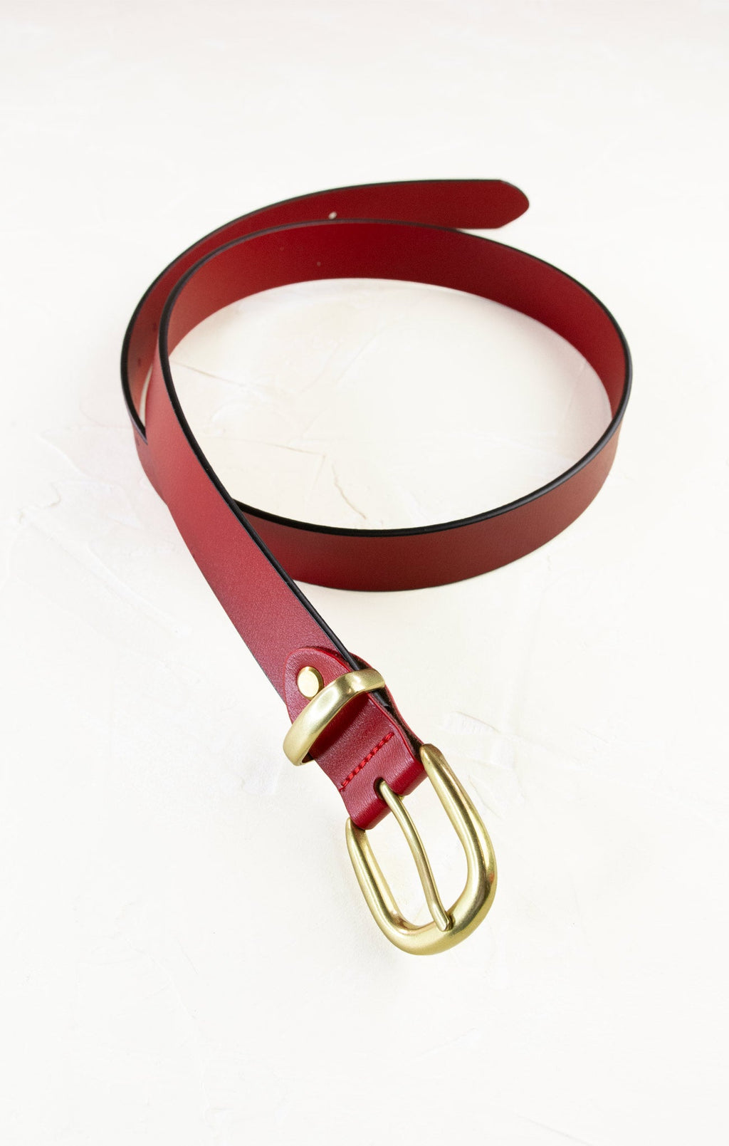 Simple Red Leather Accent Belt