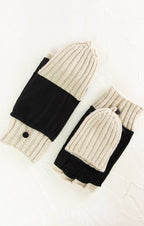 Convertible Knit Suede Mittens‌