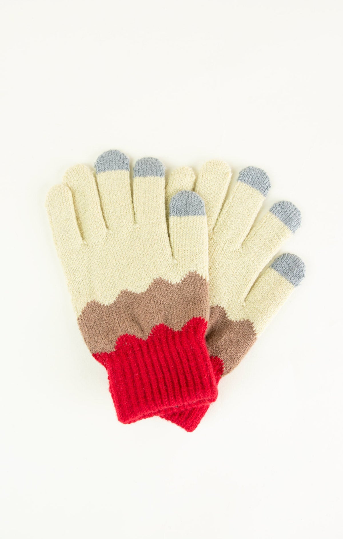 Wavy Colorblock Warm Gloves