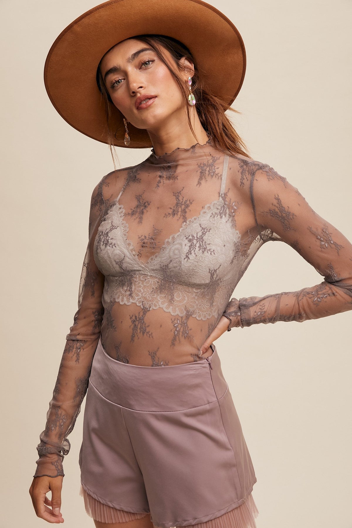 Sheer Mesh Embroidery Top